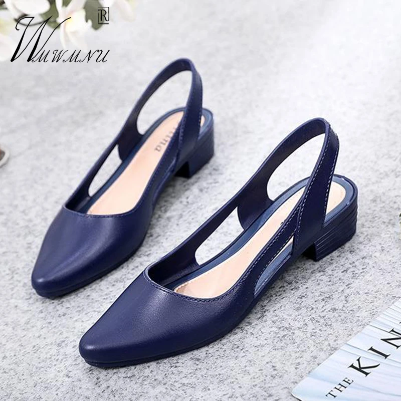 

Женские туфли на низком каблуке, Офисная нескользящая обувь, рабочая мягкая подошва, элегантные дышащие, с перфорацией, Модные Повседневные...