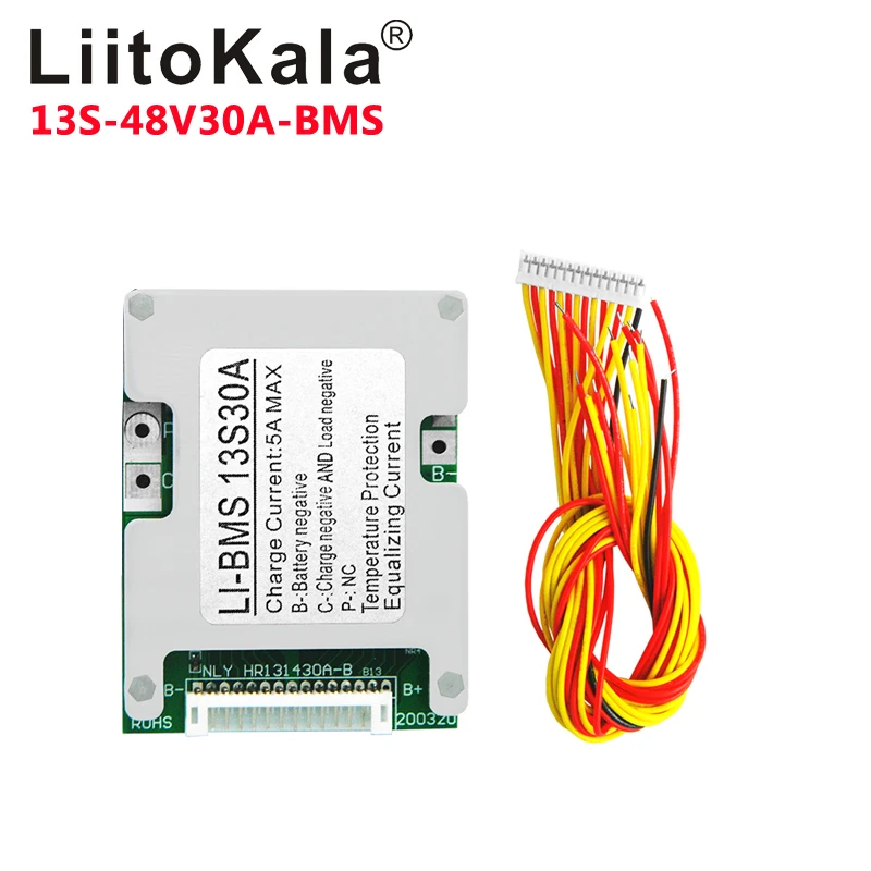 Фото Зарядное устройство LiitoKala BMS, для литийионных аккумуляторов 10S, 13S, 16S, 20S, 36 В, 48 В, 60 в, 72 в, 30 а, с функцией балансировки №4