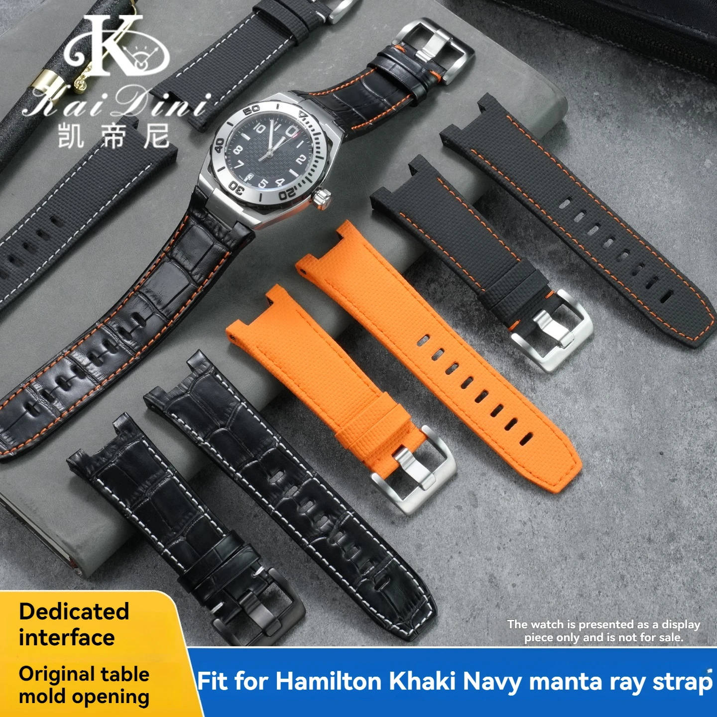 Фото Высококачественный ремешок для часов из фторкаучука, подходит для Hamilton Khaki Navy Devil Fish H78716983 H78615335, мужской кожаный ремешок для дайвинга. №1