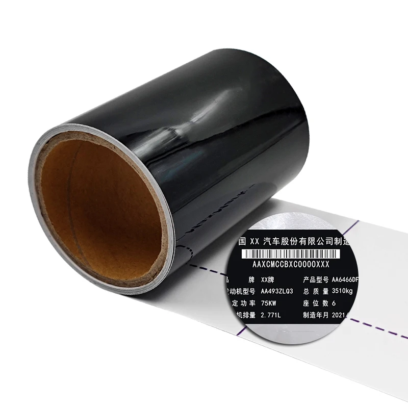 

Laser Markable Label Material Tamper-Proof Flexible Label Paper for Code Automobile Nameplate Matte Black/Silver 100mm Wide