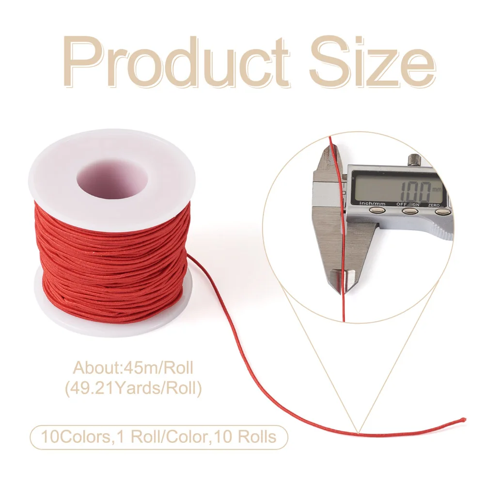 10 Rolls 1mm Polyester Elastic Cords Round Threads String Bracelet Necklace Beading Rope For DIY Jewelry Making Accessories