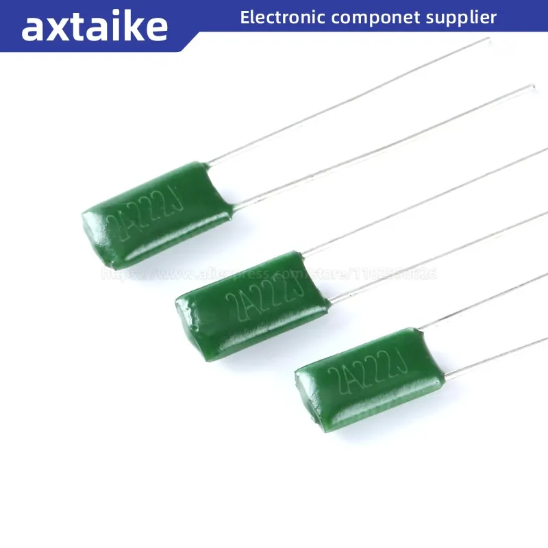 

50PCS 2A222 2A222J 100V 2.2NF DIP Polyester Film Capacitor