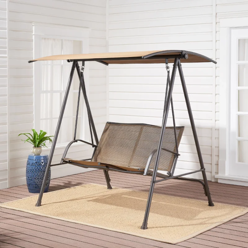 Steel Porch Swing - Tan Garden Furniture Garden Swings Swing Chair Outdoor
