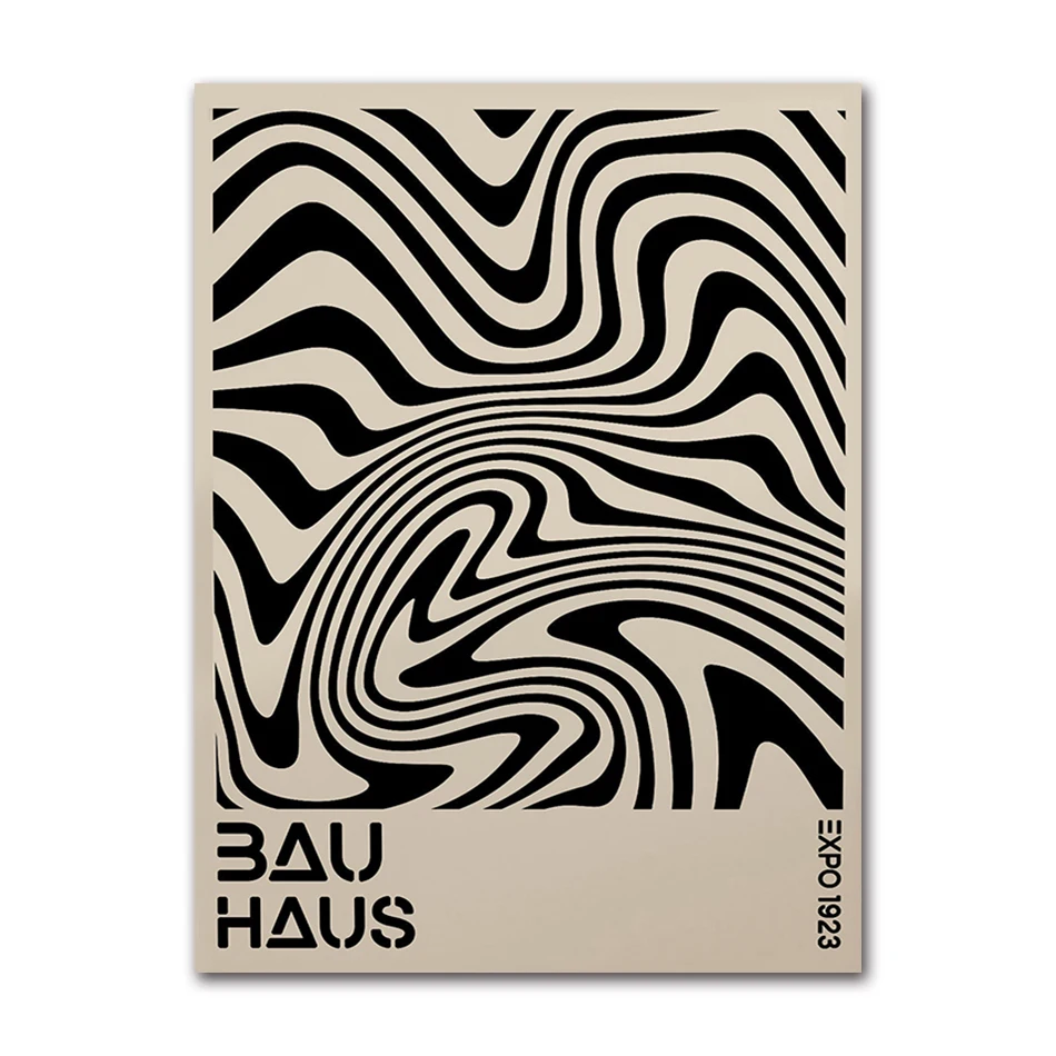 

Художественные плакаты Bauhaus DHRM абстрактные чёрно-бежевые на холсте