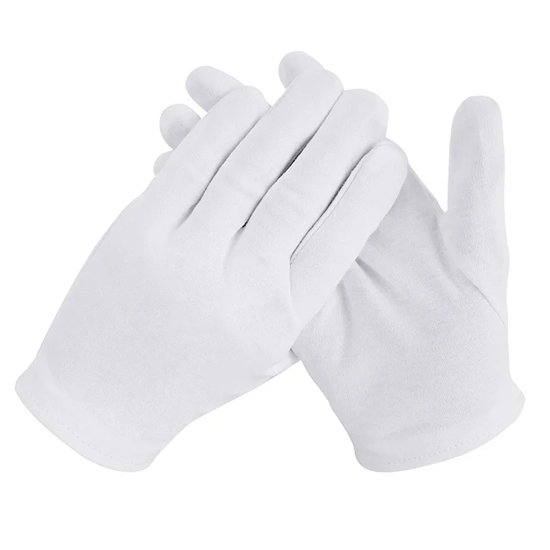 

24Pieces/12 Pairs White Labor Insurance Cotton Cloth Thin Etiquette Wenwan Quality Inspection Gloves