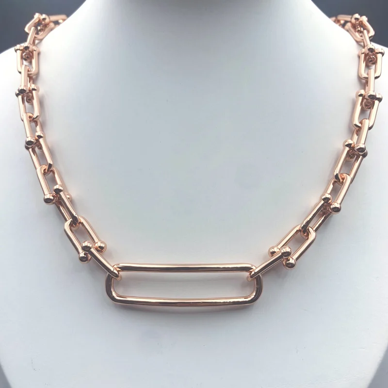 

1:1S925 Sterling Silver Classic European And American Style Thick U With U Pendant Interlocking Necklace, Men's And Women's Gift