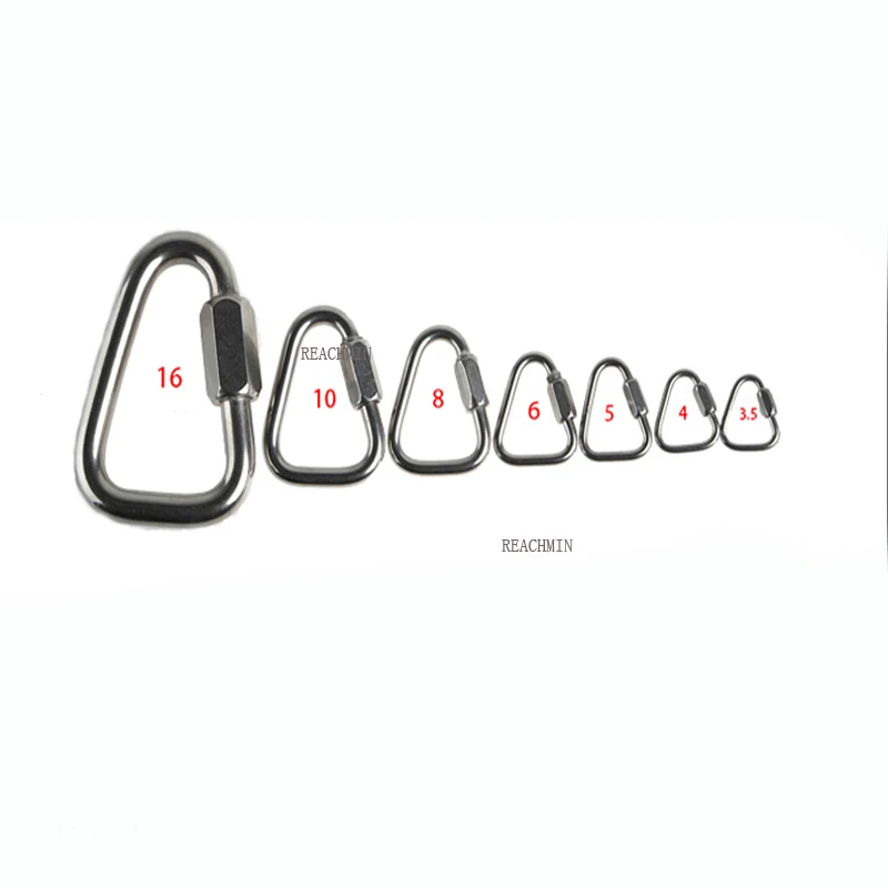 

304 Stainless Steel Screw Lock Triangle Carabiner Climbing Gear Safety Snap Hook M3.5/4/5/6/8/10