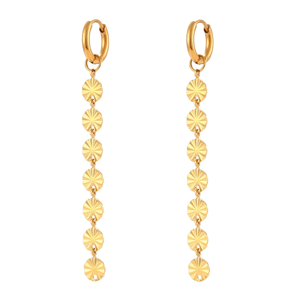 

316L Stainless Steel Gold Color Snowflake Chain Earrings For Women Girl New Trend Jewelry Gift