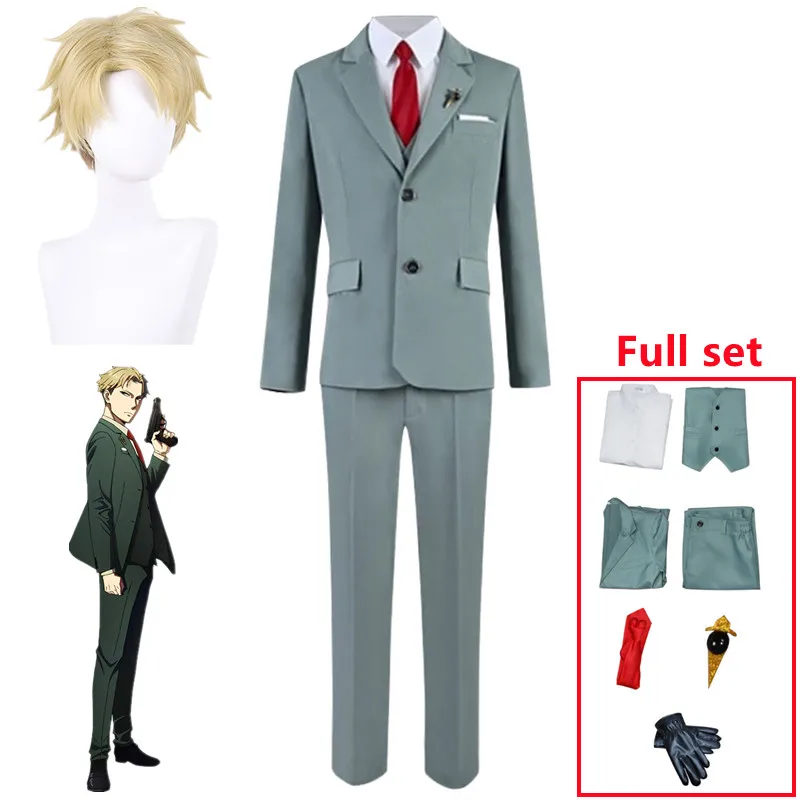 Anime Spy X Family Twilight Cosplay Costume Green Suit Shirt Tie Full Set Outfit Loid Forger Halloween Carnival Party Clothes