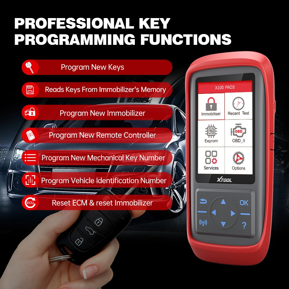 2024 XTOOL X100 Pro3 Pro2 OBD2 Автоматический сканер Программатор ключей с адаптером EEPROM