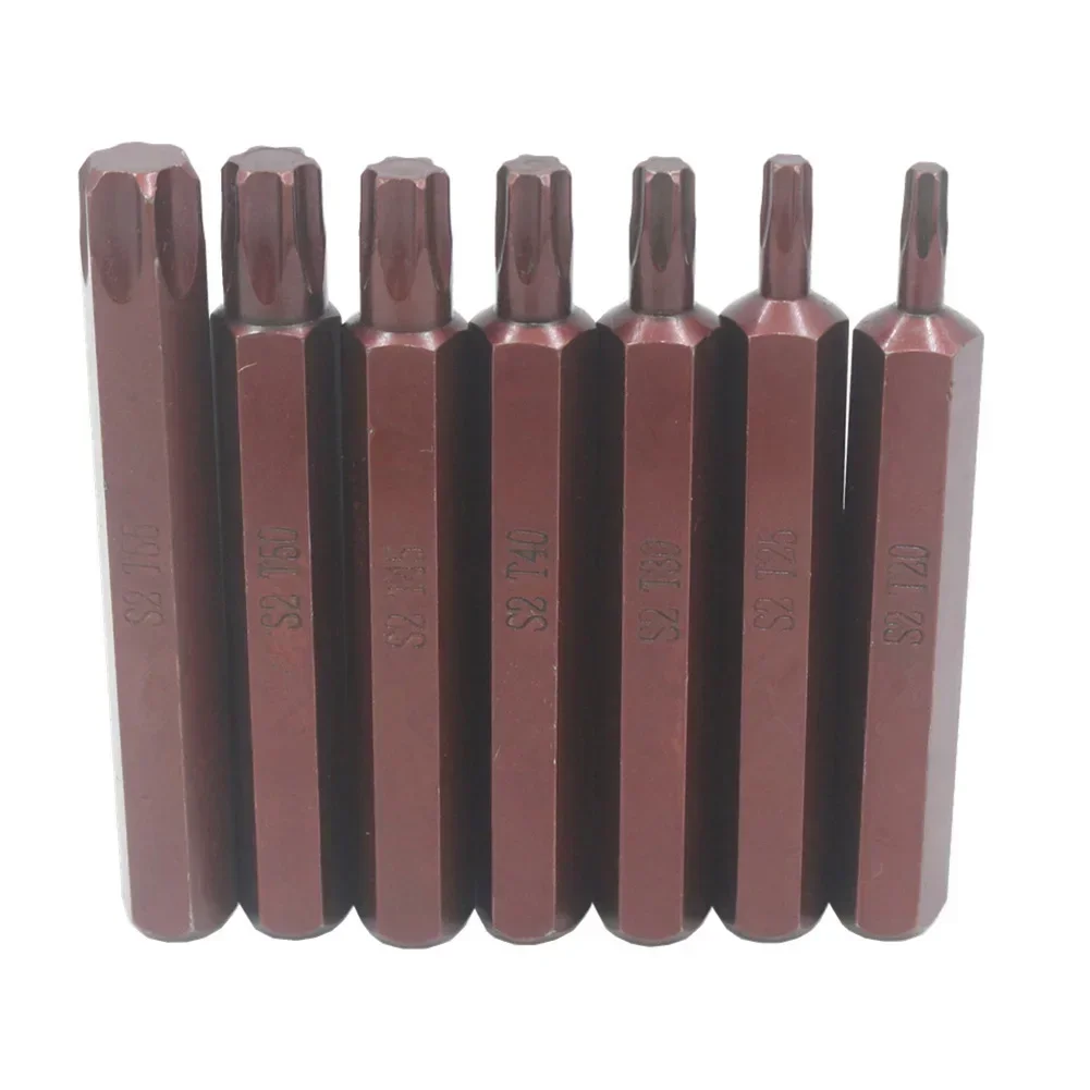 1 szt. Mocne magnetyczne końcówki wkrętakowe Torx Star 30mm i 75mm trzpień sześciokątny brązowy T20/T25/T30/T40/T45/T50/T55 stal stopowa o