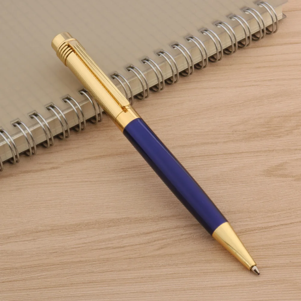 

luxury High quality Novel BLUE BallPoint Pen steel metal ball point pen clip Stationery Office Supplies