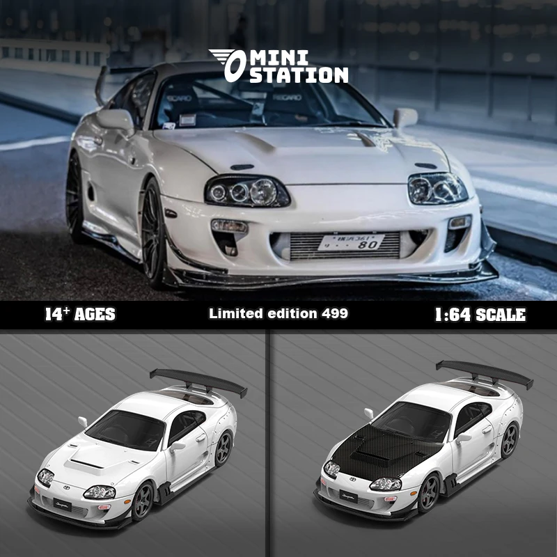

** Предварительная заказ ** мини-станция 1:64 Supra A80z белая с капотом из углеродного волокна ограниченная модельная машина 499