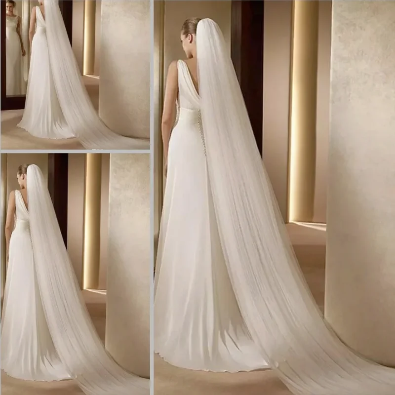 

1-3 Meters Wedding Veil White Ivory Simple Bridal Veil With Comb Wedding Veil Hot Sale Elegant Wedding Accessories