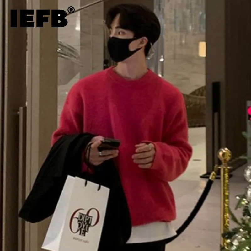 

IEFB Men's Sweater Autumn Winter Korean Loose Trendy Thickened Solid Round Neck Pullover Knits 2023 New Men Clothing 9A6535