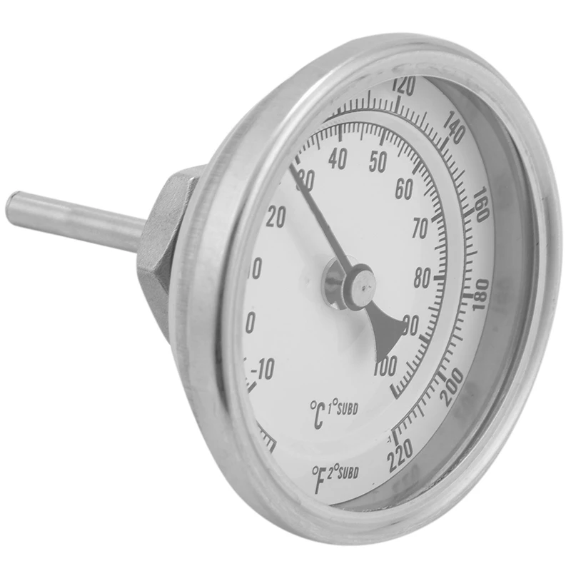 

Weldless Stainless Steel Thermometer Kit 3Inch Face & 2Inch Probe For Home Beer Brewing
