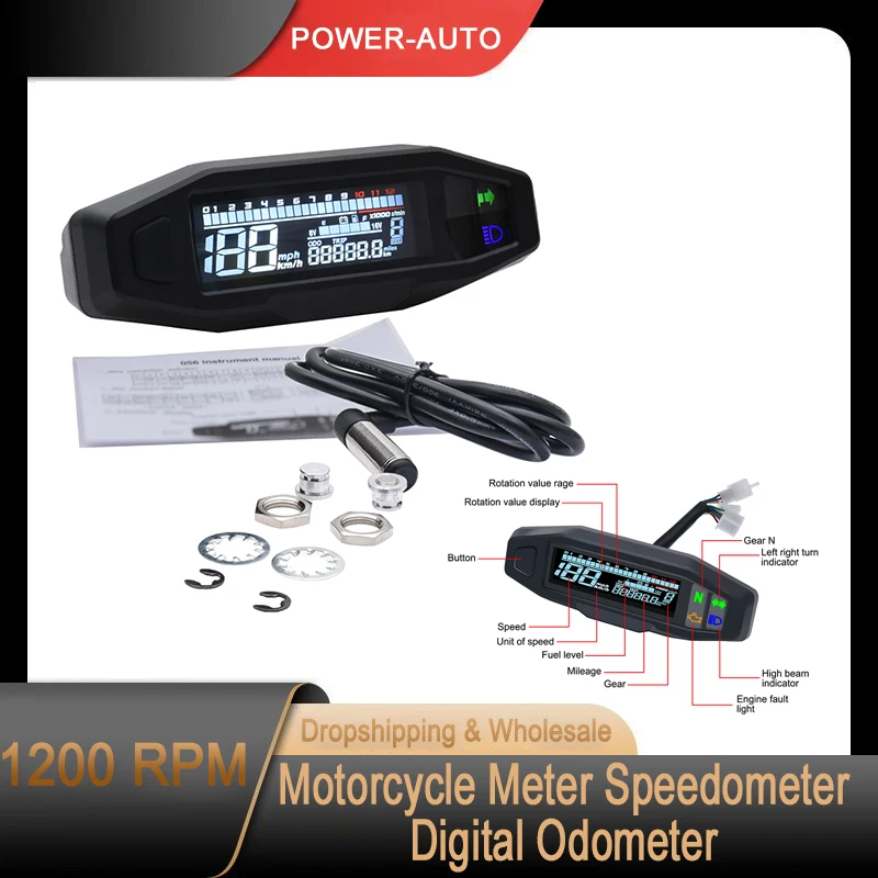 

New LCD Speedometer Digital Odometer For Russian KR200 Motorcycle Electric Injection and Carburetor Gauge Meter Sensor 1200 rpm