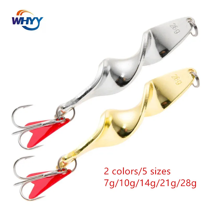 

WHYY вращающаяся металлическая блесна в виде ложки, рыболовная приманка 10 г, 14 г, 21 г, 28 г, искусственная приманка с тройным крючком для форели, ...