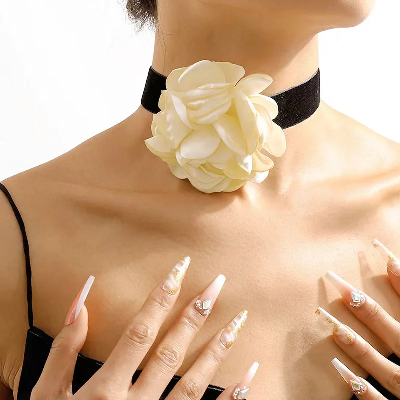 Ожерелье с большим кулоном в виде цветка чокер для женщин и девушек модные