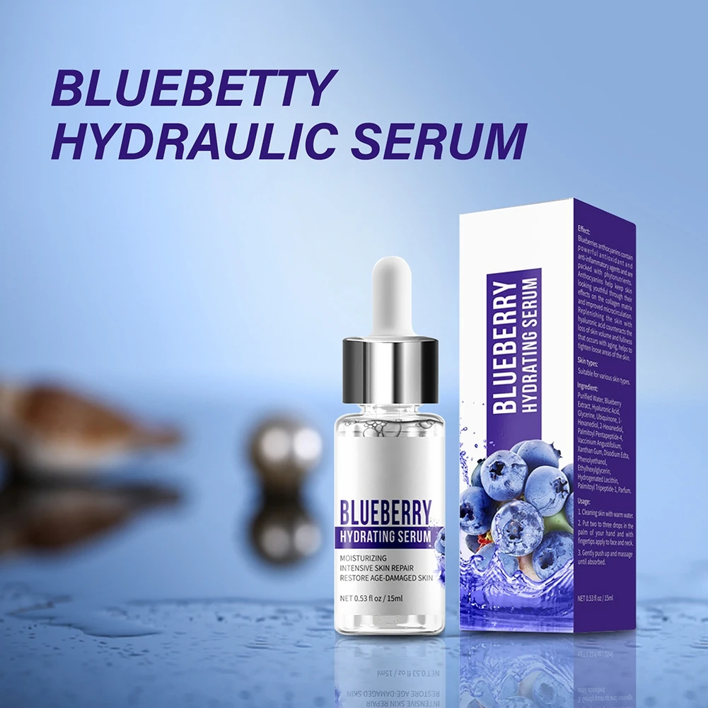 

15ml Nourishing Reduce Fine Lines And Wrinkles Skin Care Hydrating Blueberry Extract Moisturizing Day And Night Facial Serum
