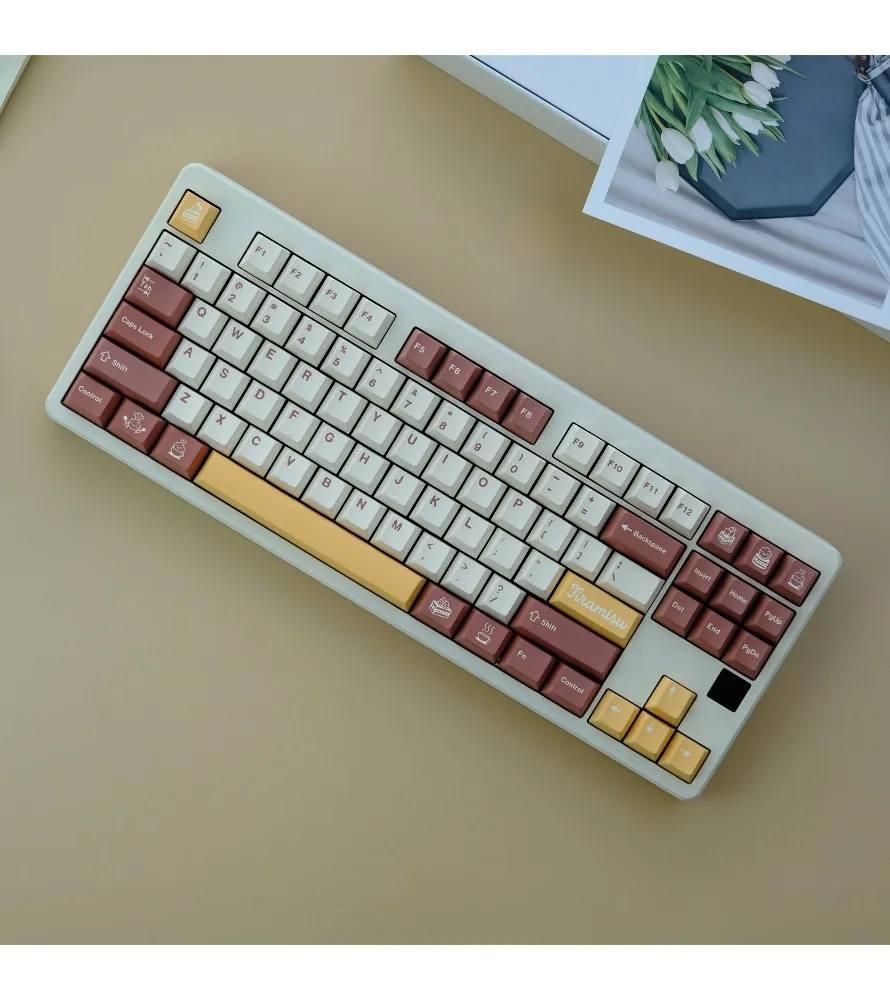 Фото Кейкапы Tiramisu PBT, оригинальные, с высококачественной сублимацией, для кастомизированных механических клавиатур, Rain 75 Wooting №5