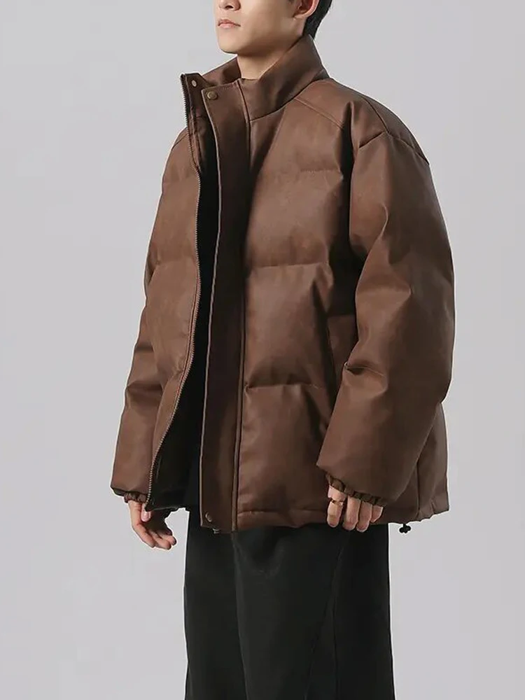 Американское винтажное пальто из искусственной кожи с хлопковой подкладкой