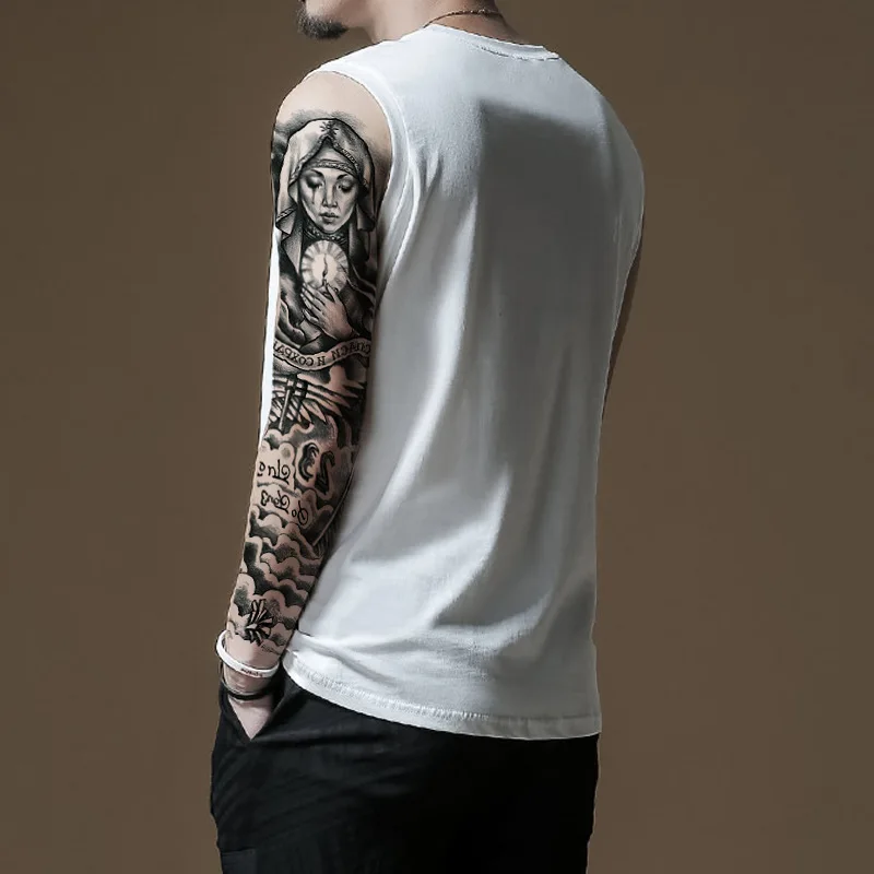 Племенной Тотем на всю руку временная татуировка рукав для мужчин женщин