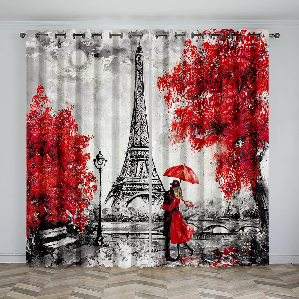 

Romantic Paris Eiffel Tower Artist Photography Works Luxury Living Room Bedroom Home Decor Curtains 2 Panels Free Shipping