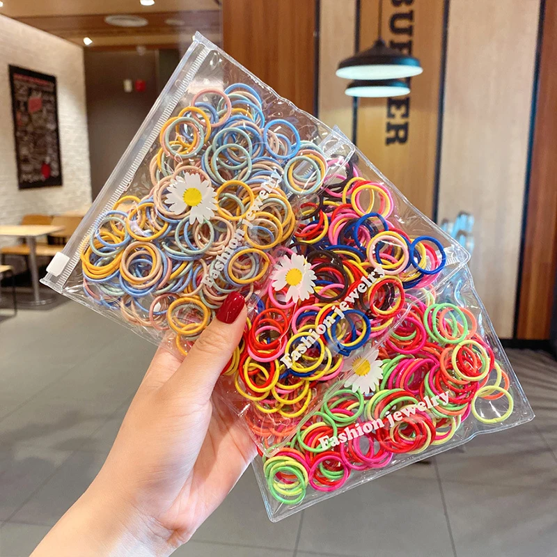 

100Pcs Children's Thumb Ring Does Not Hurt The Hair Baby Hair Ring Color Ring High Elastic Hair Elastic Hair Accessories