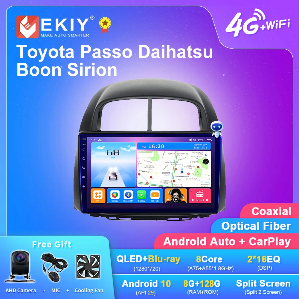 EKIY-reproductor Multimedia con GPS para coche, Radio estéreo con DVD, DSP, para Toyota Passo, Daihatsu, Boon, Sirion, Subaru, Justy, Perodua, Myvi, T7