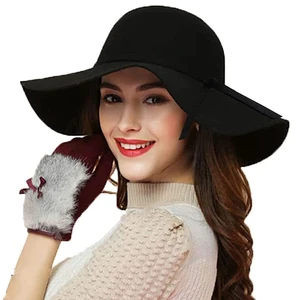 Women's Soft Vintage Wide Brim Wool Felt Bowler Fedora Hat Winter Hats for Women Bucket Cap Floppy C in Pakistan