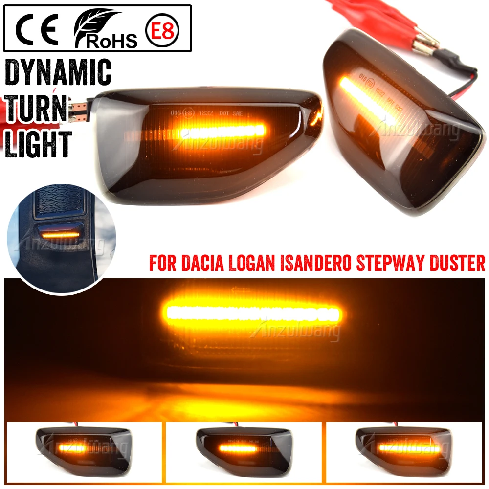 

2x LED Dynamic Side Marker Turn Signal Light For Dacia Logan 2 Sandero 2 Duster Renault Stepway Sandero Indicator Repeater Lamp