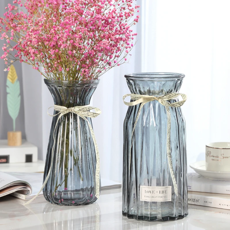 

Transparent Chinese Vase Glass Cylinder Interior Crystal Large Tall Plant Vase Bud Jarrones Decorativos Moderno Room Decor