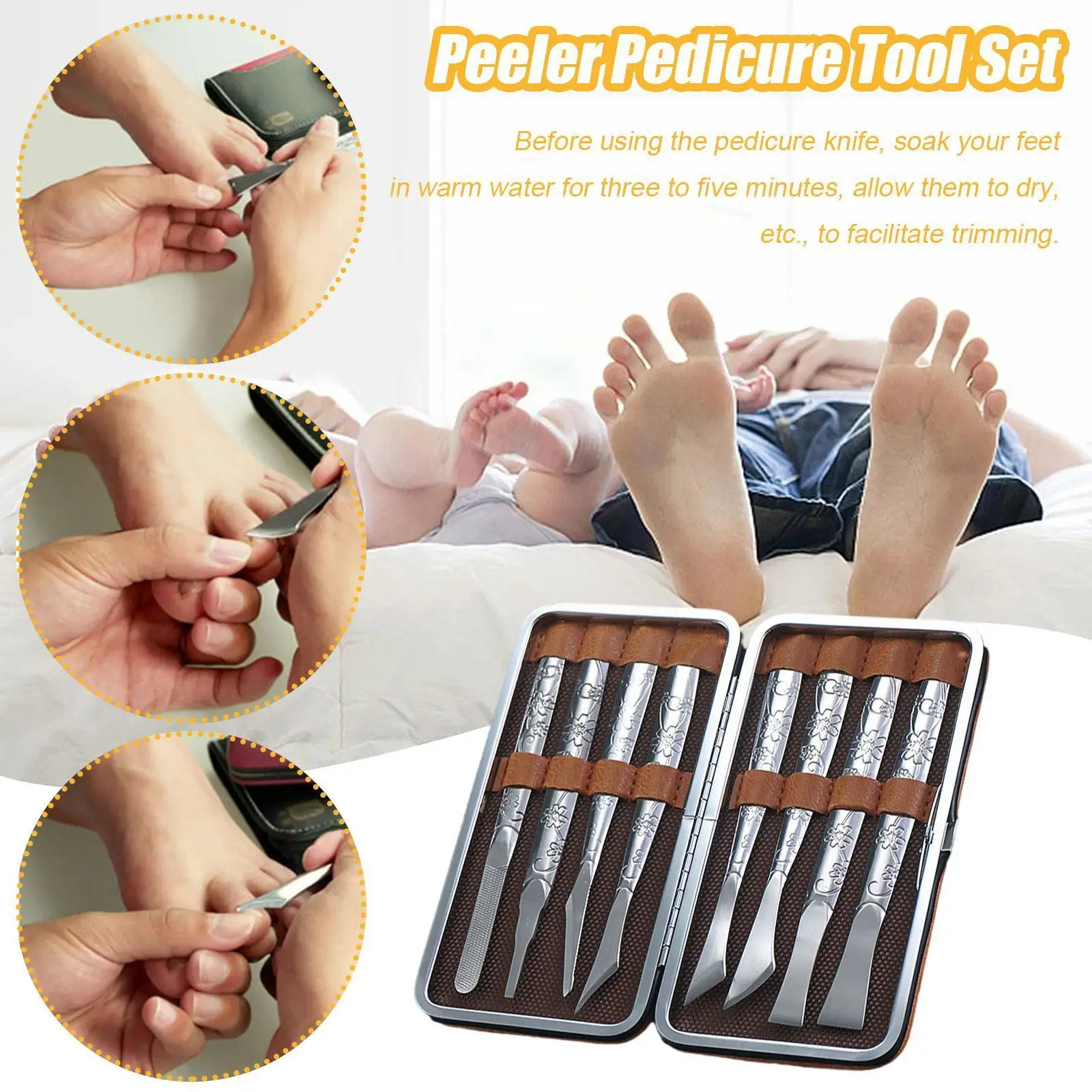 

8pcs Steel Pedicure Knife Set Callus Rasp File Nail Manicure Tool Tool Skin Corn Pedicure Set Knife Remover Knife F9s4