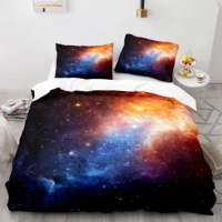 space galaxy aurora sunset glow bedding set single twin full queen king size sky stars tree bed set childrens kid duvetcover 32