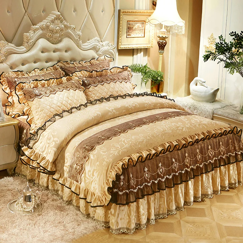 

Comfortable Selling Beddings Sets Nordic Queen Elegant Luxury Cute Kawaii Beddings Sets Silk Satin Edredones De Cama Ornament
