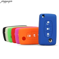 jingyuqin 23b flip remote car key cover silicone case for citroen c2 c3 c5 c6 c8 c4 peugeot 107 206 207 307 308 406 407 607 807
