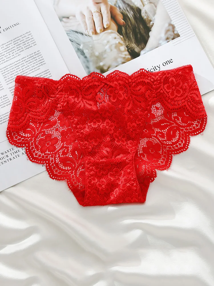 Urban Beau Year of Fate Underwear Women Seamless Bright Red Wedding Low Waist Shorts Plus size Cotton Crotch Briefs