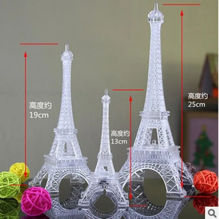 

Paris Eiffel Tower Figurines Miniatures Mini Eiffel Tower LED Color Changing Night Light Home Bedroom Party Lamp Decor Statue
