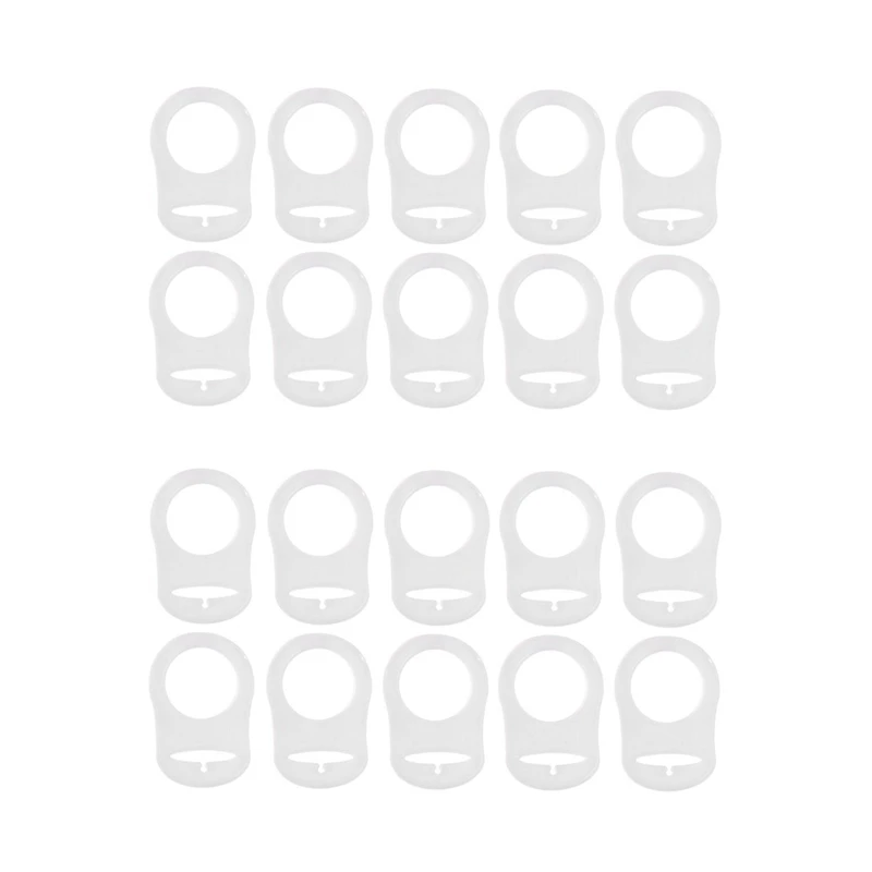 

20 Pcs Button Silicone Ring Mam Pacifier Holder Mannequin Clip Adapter Transparent