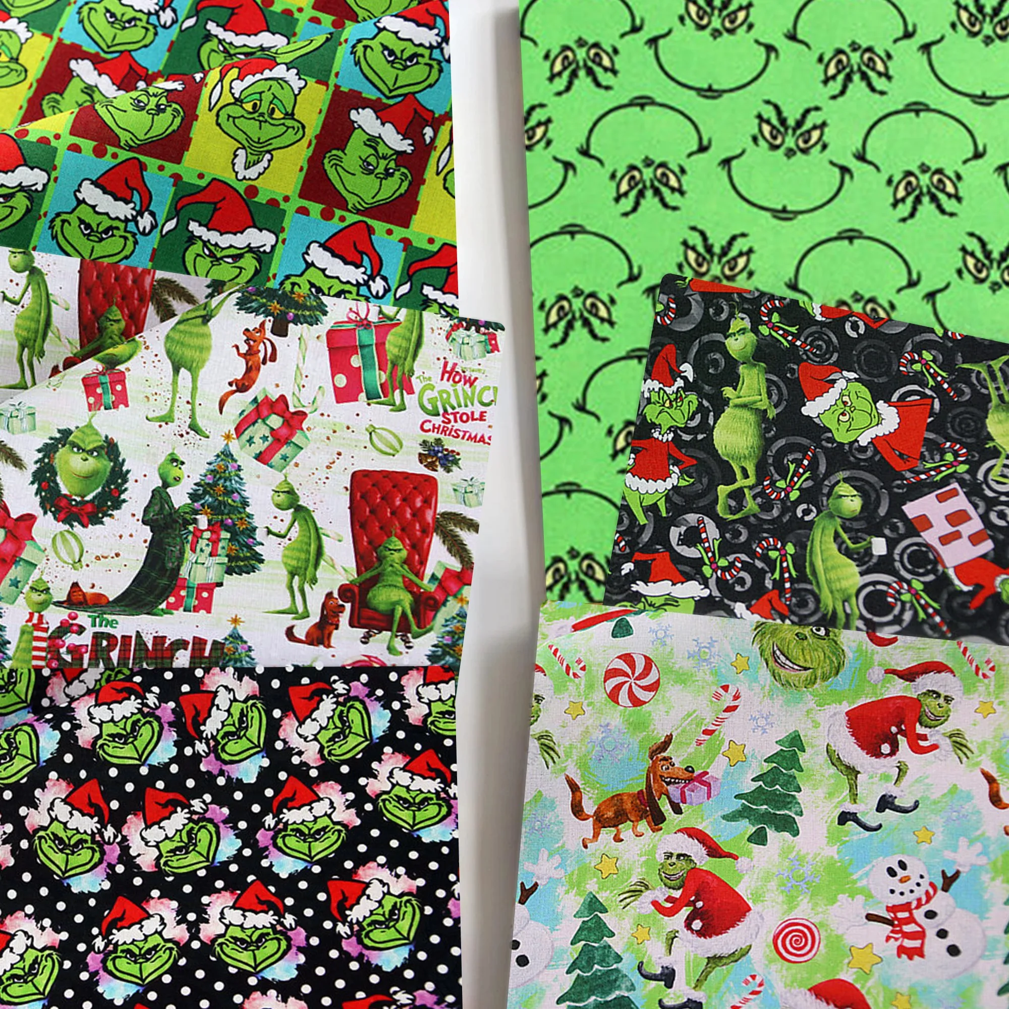 

Chiristmas Green Cartoon Cotton Fabric Printed Cloth Sewing Quilting Fabrics For Patchwork Needlework Diy Handmade Accessorie