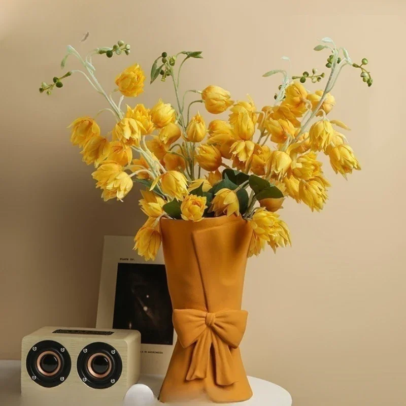 

Nordic Ceramic Vase Home Living Room Desktop Decoration Flower Pot Decorations Creative Bow Bouquet Flower Arrangement Device