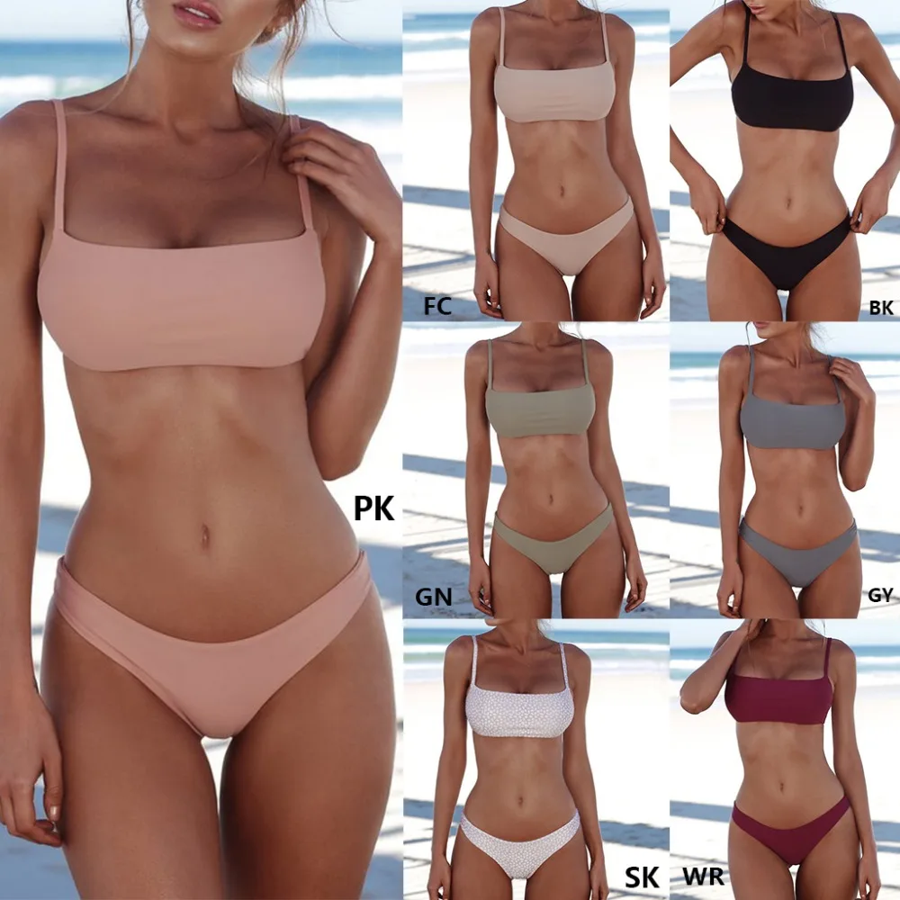 

2022 New Sexy Push Up Unpadded Brazilian Bikini Set Women Vintage Swimwear Beach Suit Biquini bathing suits bandeau swimsuit