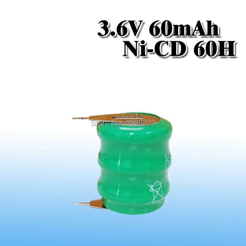 

60mAh 3.6V Ni-CD Batteries Rechargeable Button Coin Cell Battery With Solder Pins