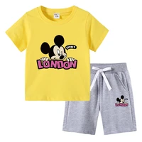 2022 disney cartoon clothing mickey mouse baby boy summer clothes soft comfortable t shirtshorts baby girl casual clothing sets