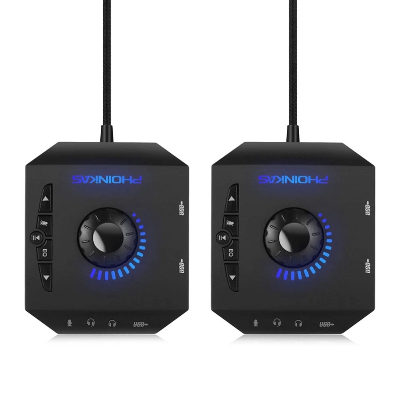 

2X Phoinikas T10 Multi-Switch USB Hub Audio Adapter External Stereo Card Black