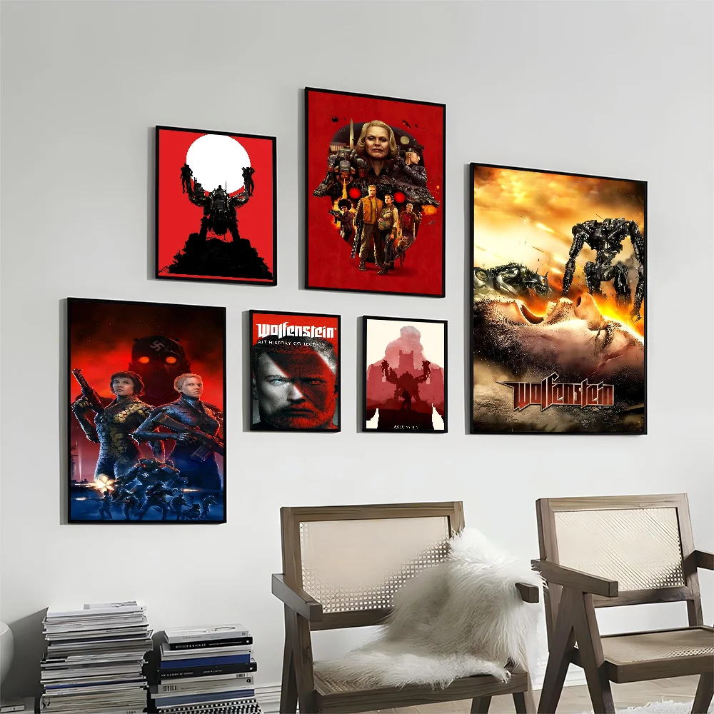 Wolfenstein Anime Posters Sticky HD Quality Wall Art Retro For Home Kawaii Room Decor