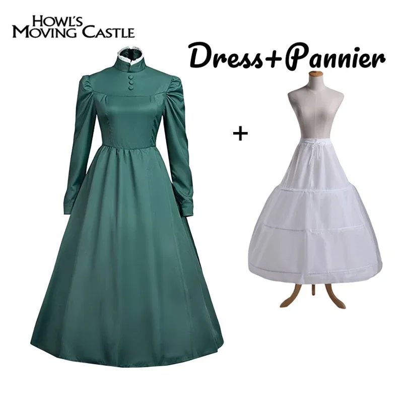 SN60 Sophie Maid Dress Anime Howl's Moving Castle Hatter Cosplay Women Long Green Blue Outfit Halloween Role Play Cos5&amp8$