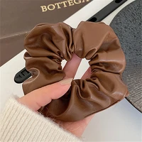 leather pu hair ties women scrunchies solid hair rubber bands for girls korean elastic hair bands ponytail hold hair accessories