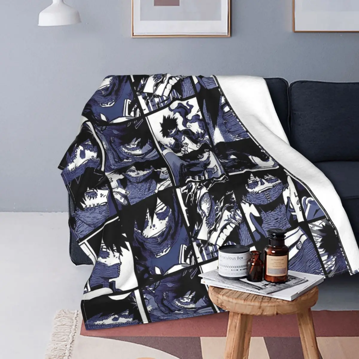 

Dabi Collage Flannel Throw Blanket Boku No My Hero Academia Plaid Anime Blanket for Home Car Lightweight Bedroom Quilt